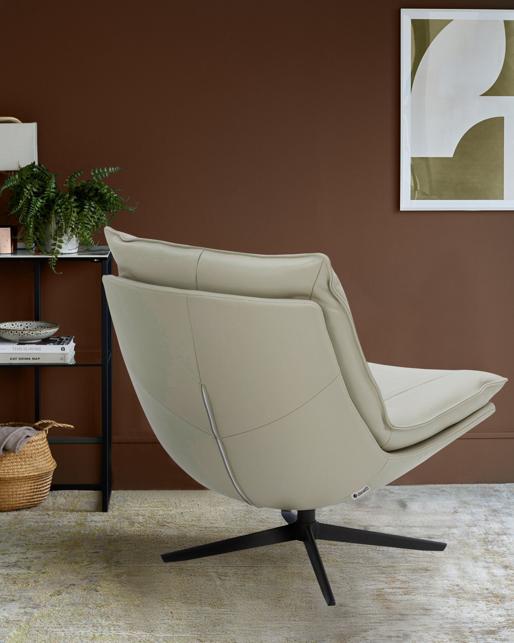 Zia natural grey leather swivel occasional chair