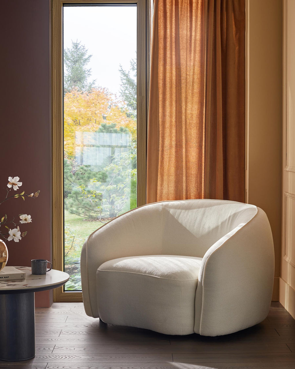 Zoey ivory boucle armchair