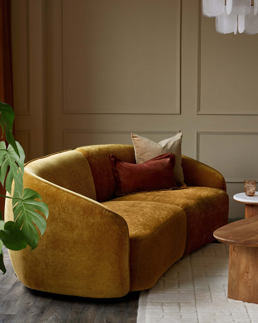 Zoey ochre fabric 3 seater sofa