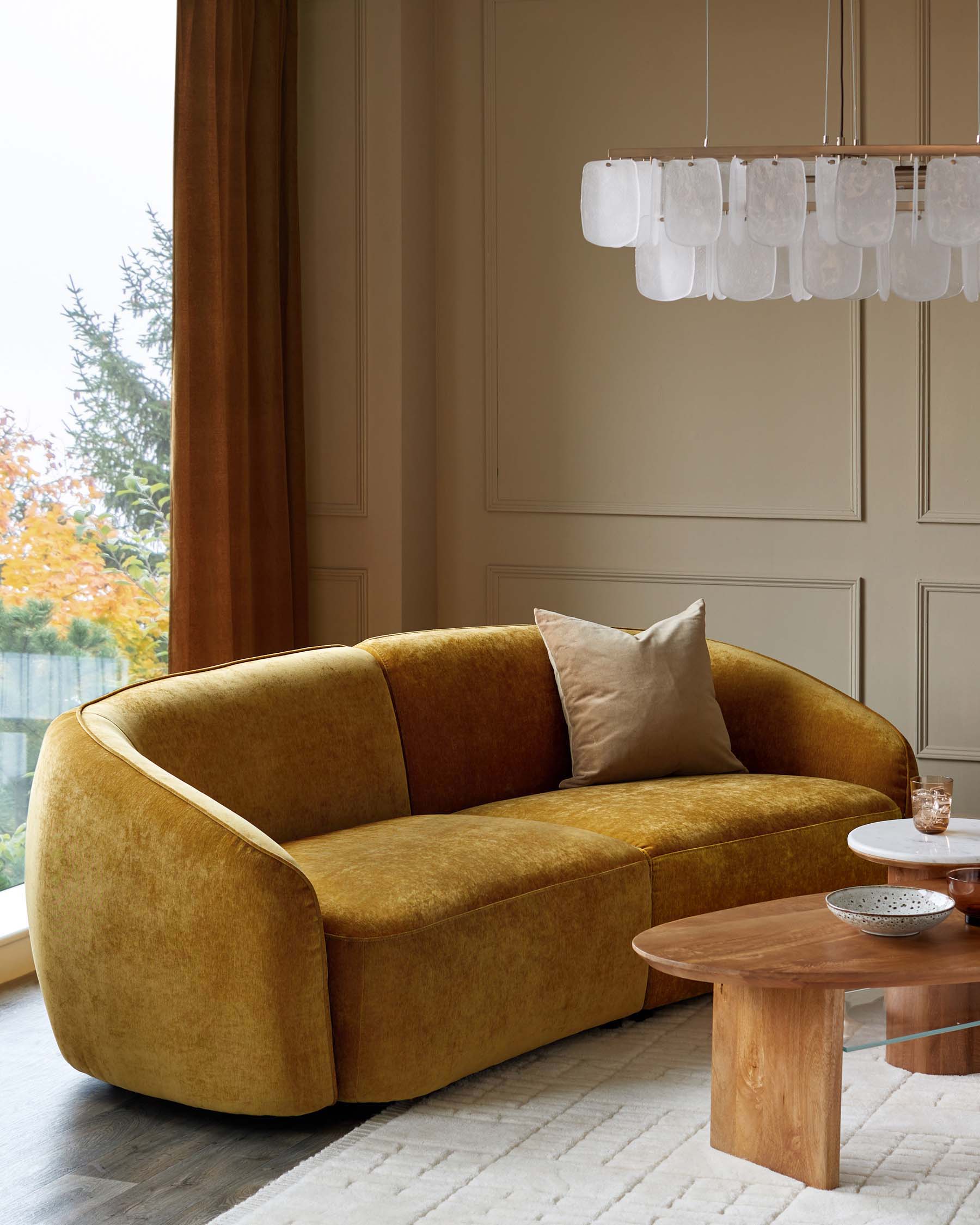 Zoey ochre fabric 3 seater sofa