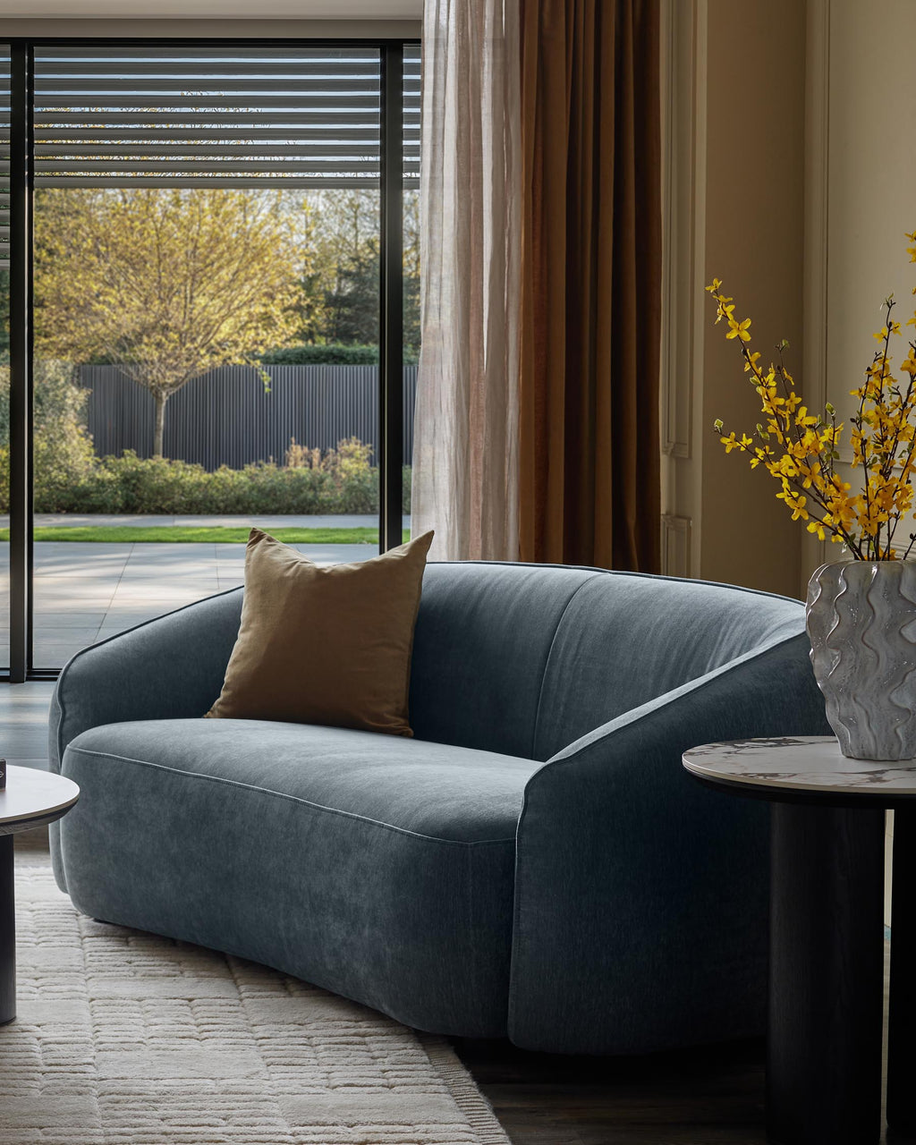 Zoey blue grey fabric 2 seater sofa