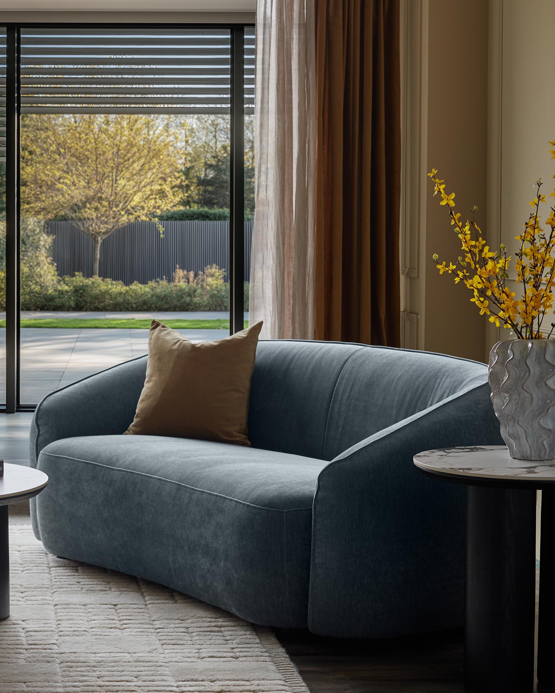 Zoey blue grey fabric 2 seater sofa