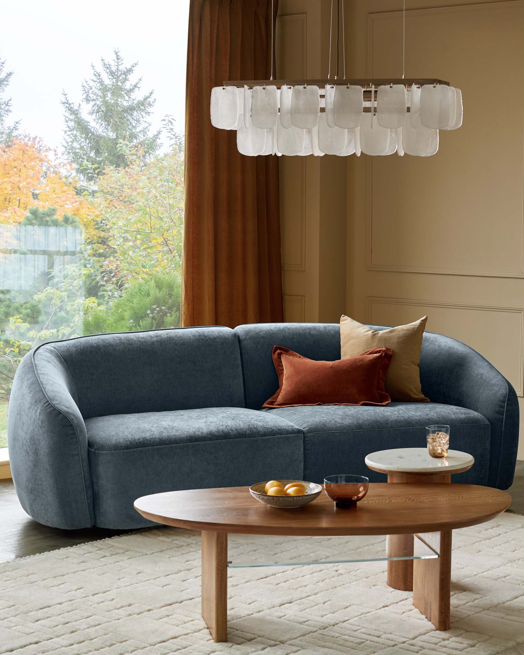 Zoey blue grey fabric 3 seater sofa