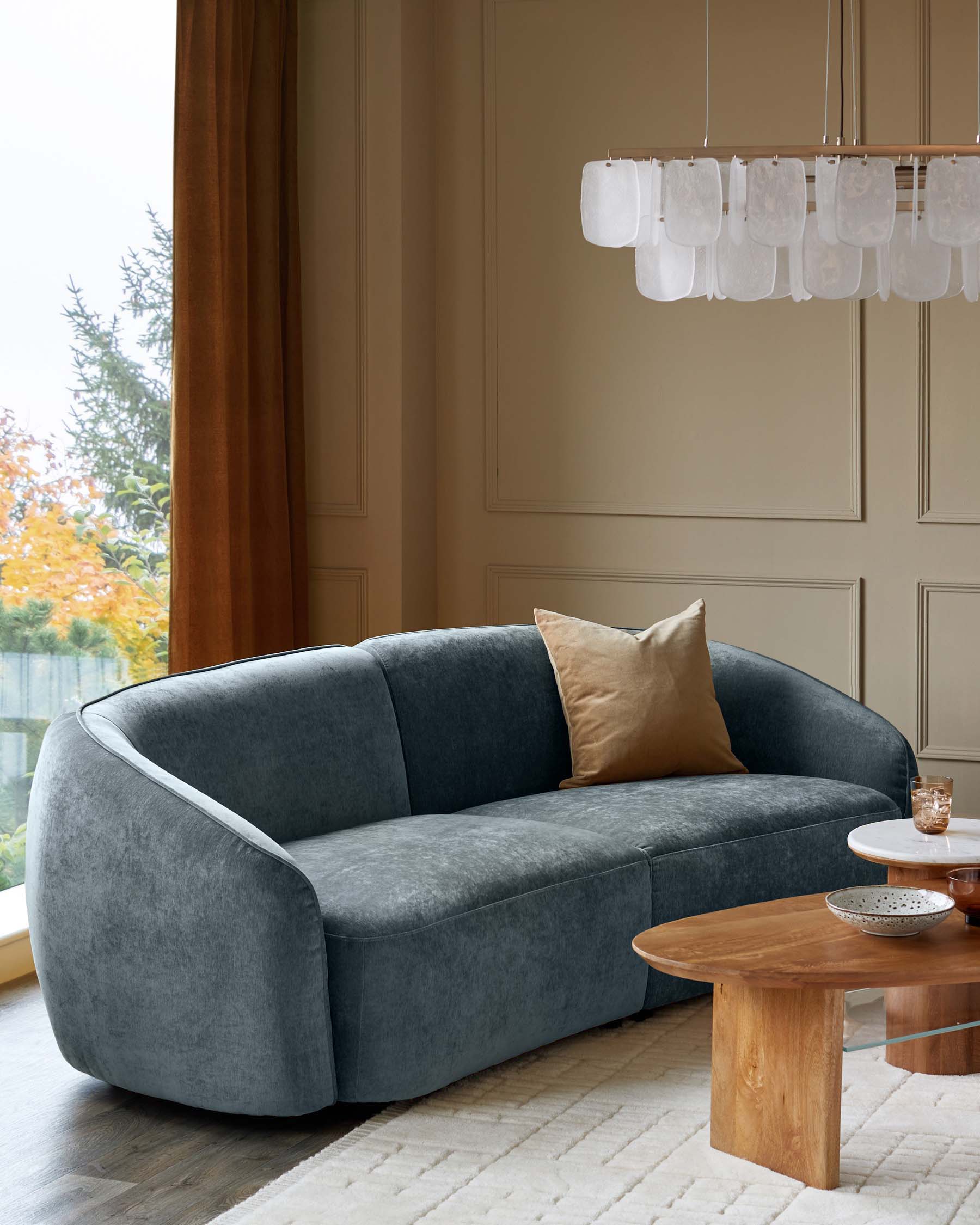 Zoey blue grey fabric 3 seater sofa