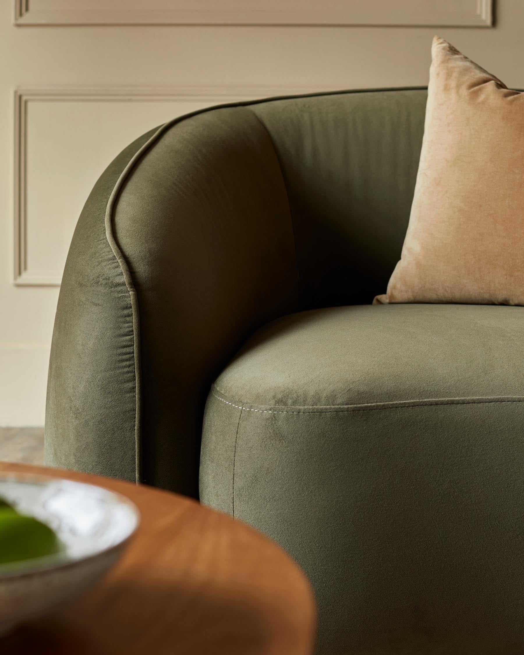Zoey olive green velvet armchair