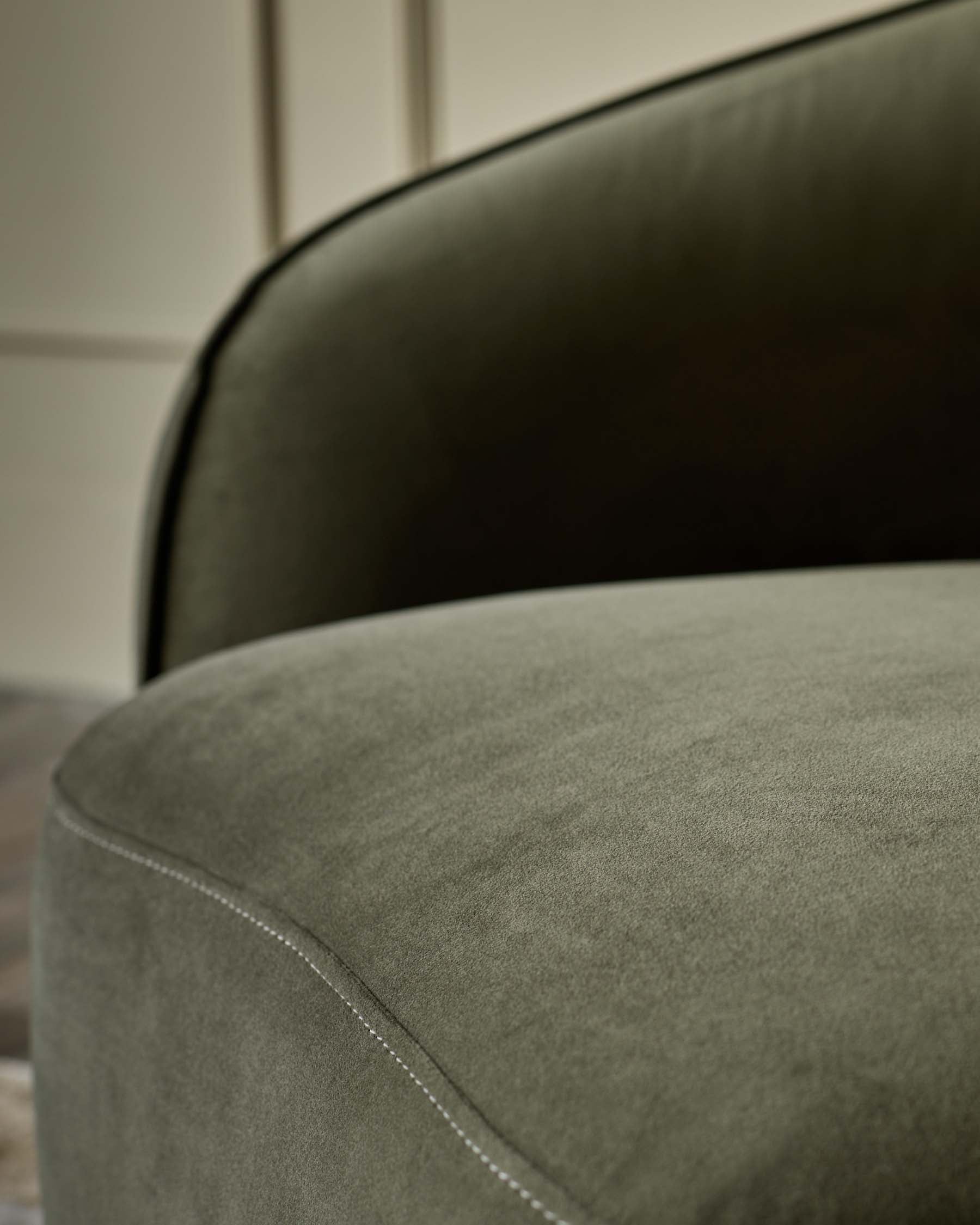 Zoey olive green velvet 2 seater sofa