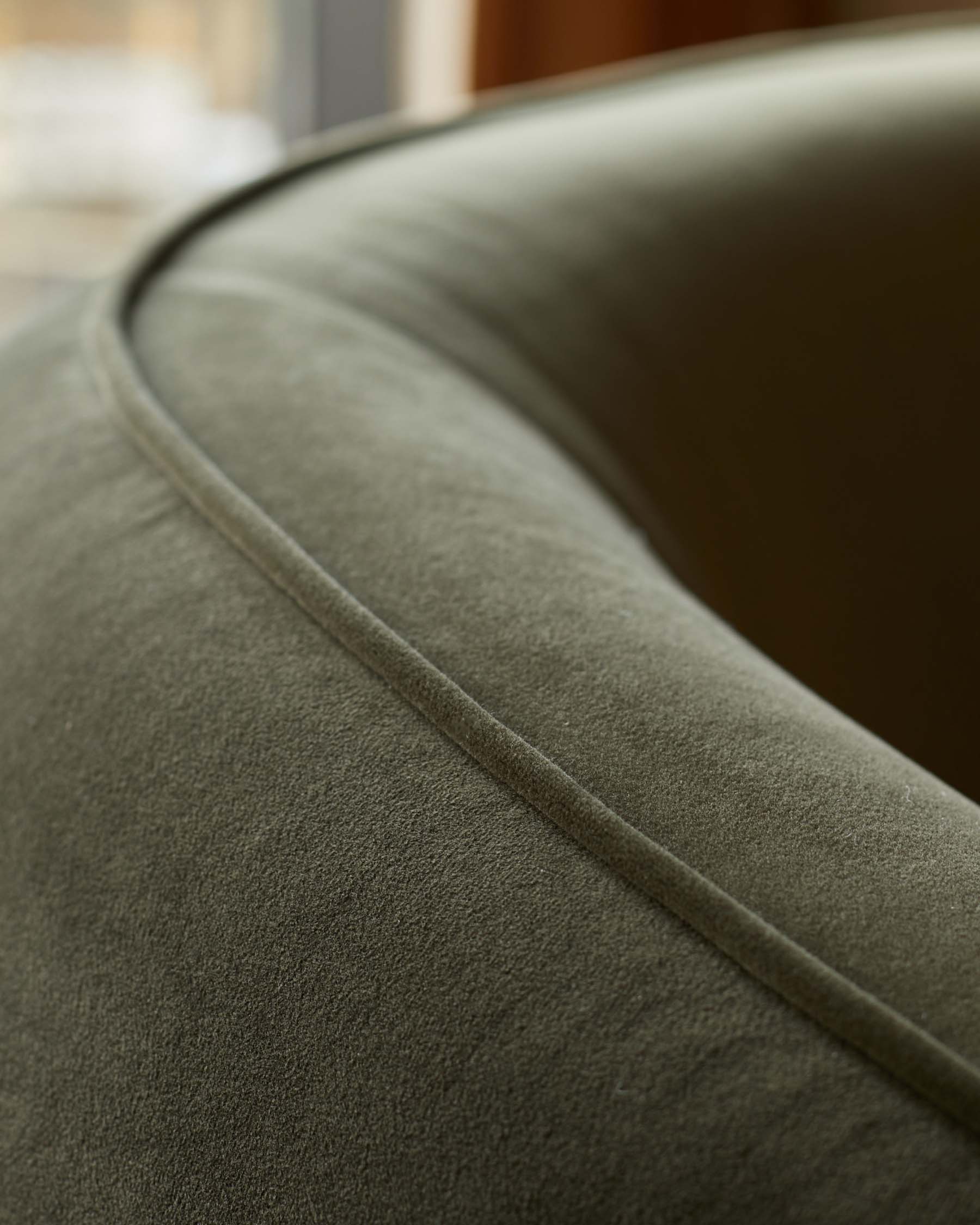 Zoey olive green velvet 2 seater sofa