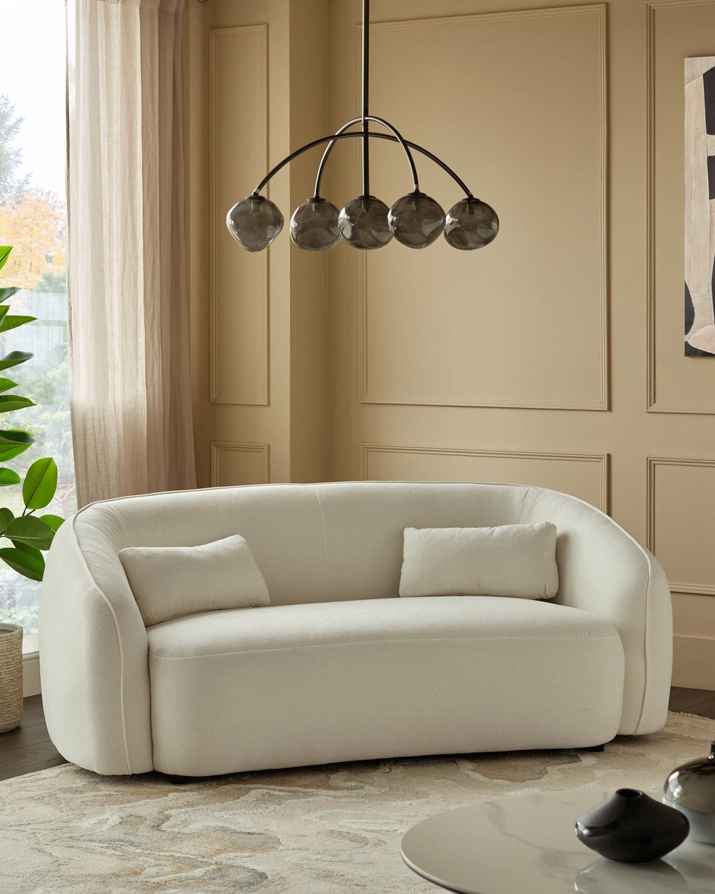 Zoey ivory boucle 2 seater sofa