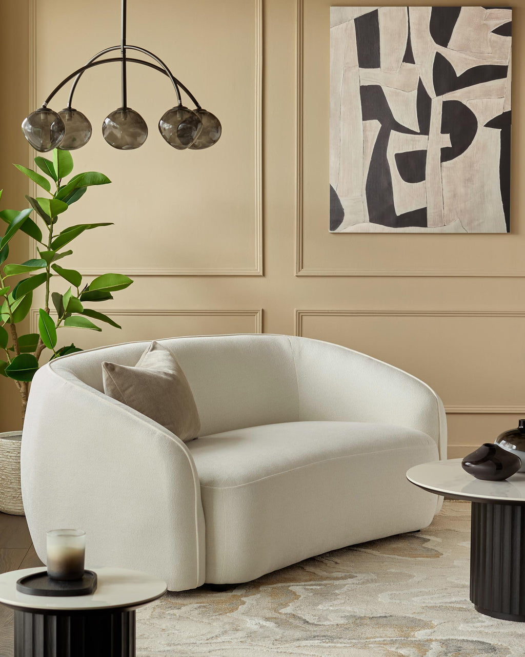 Zoey ivory boucle 2 seater sofa