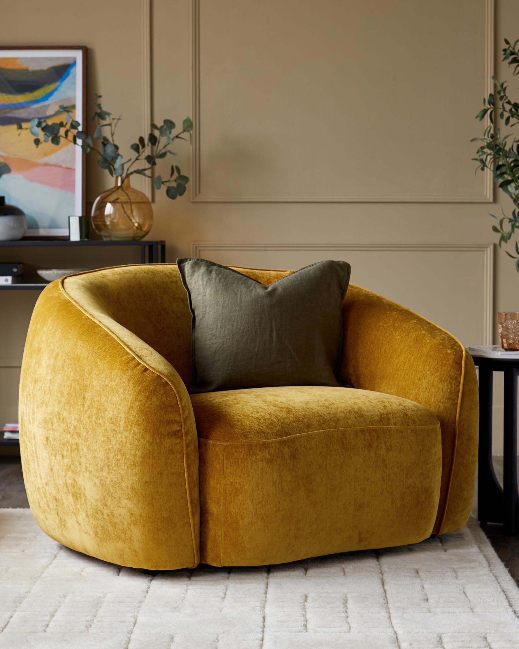Zoey ochre fabric armchair