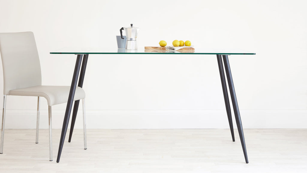 Zilo Black And Glass 6 Seater Dining Table